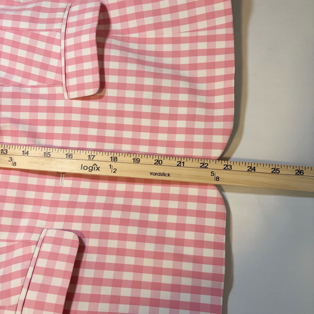 Talbots Pink White Gingham Cotton Blend Blazer Jacket Size 4 Striped Lining - Picture 10 of 11